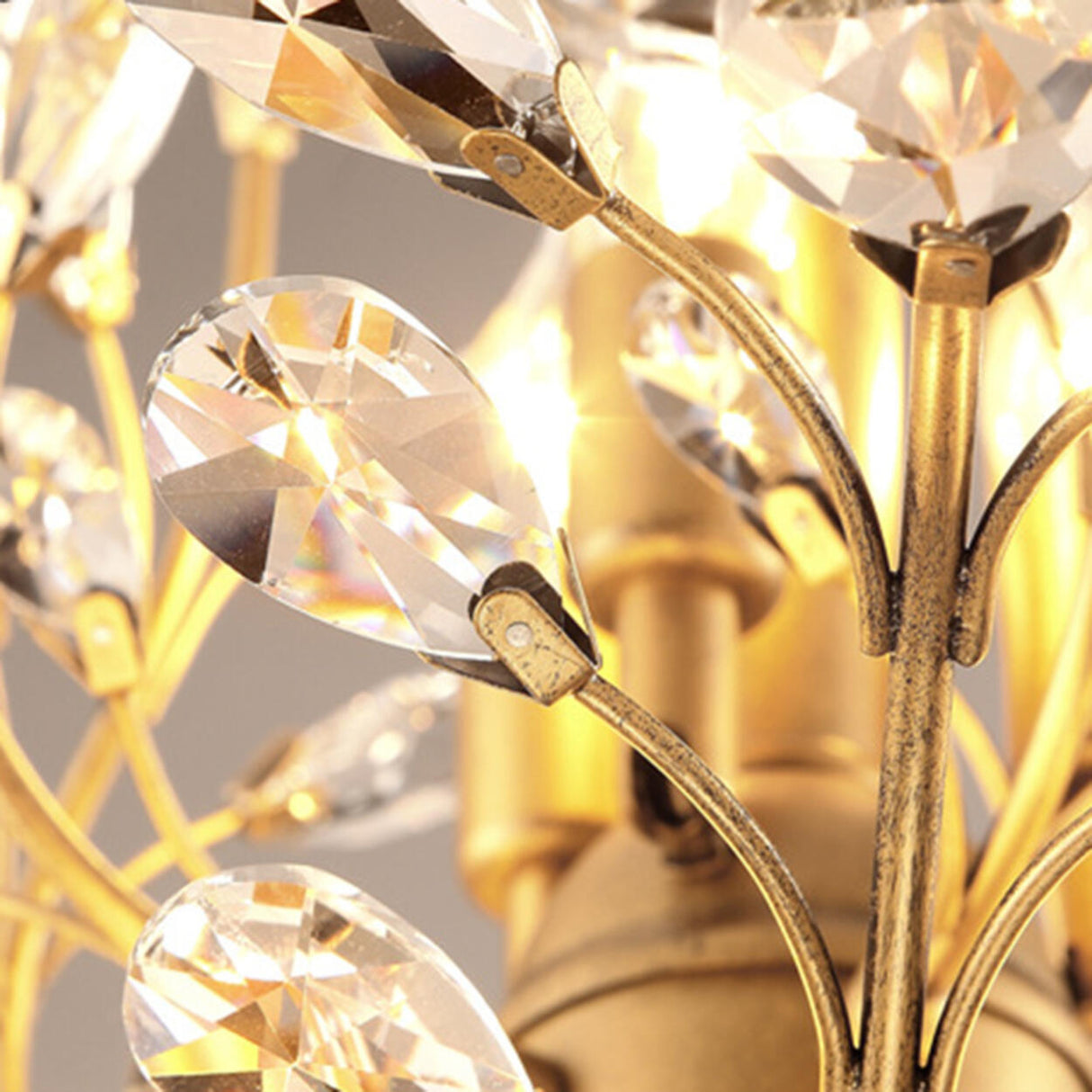 Living Room Black Crystal Branch Semi-Flush Mount Light Image - 12