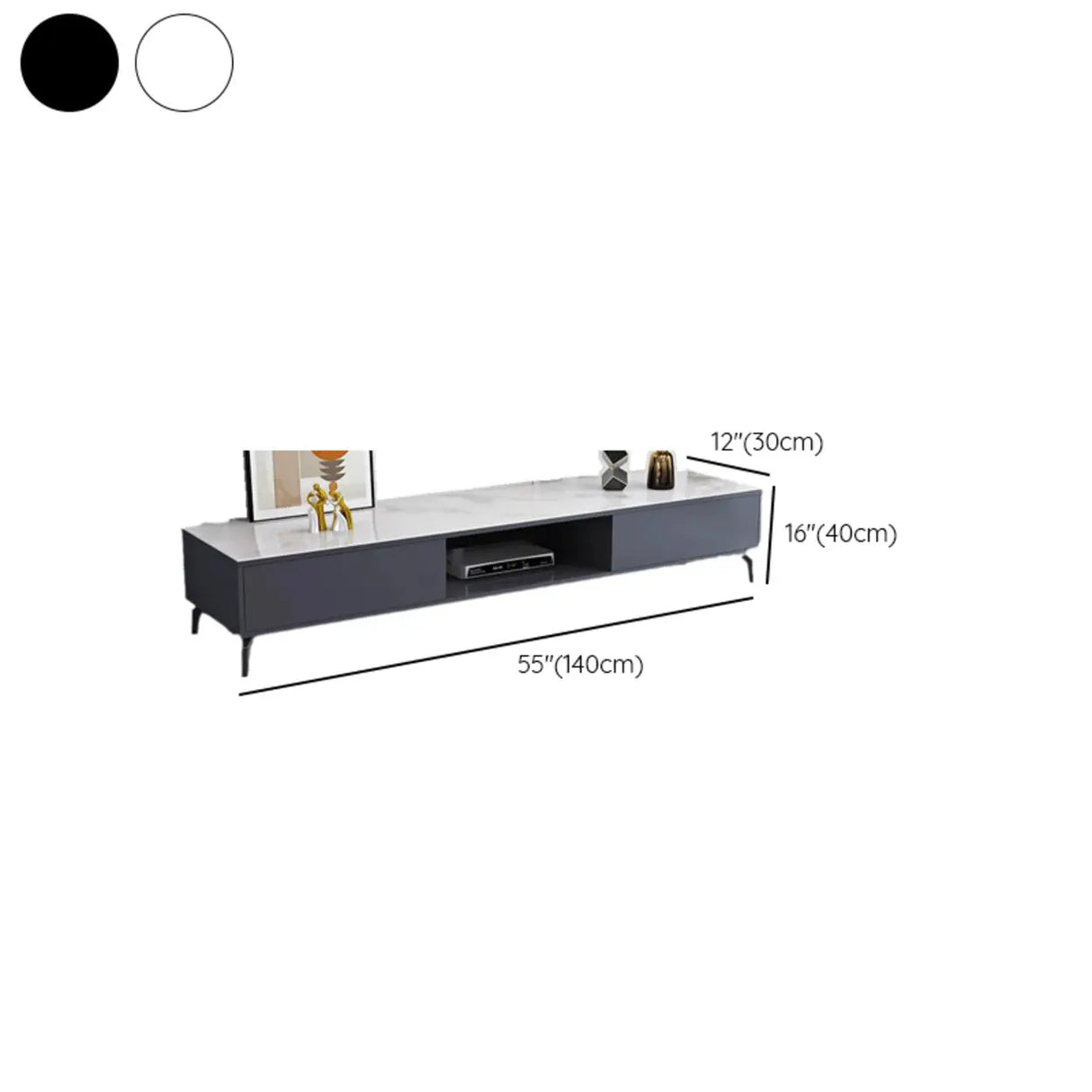 Living Room Black Glass Open Storage Cabinet TV Stand