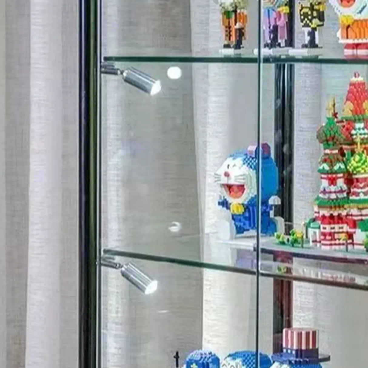 Living Room Black Metal Clear Glass Display Cabinet Image - 12