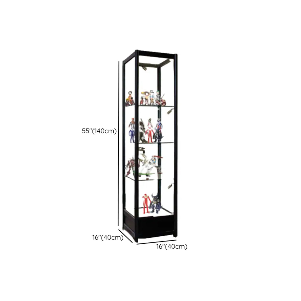 Living Room Black Metal Clear Glass Display Cabinet Image - 15