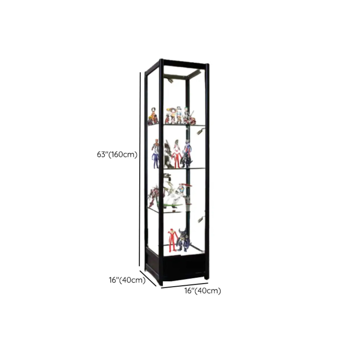 Living Room Black Metal Clear Glass Display Cabinet Image - 16