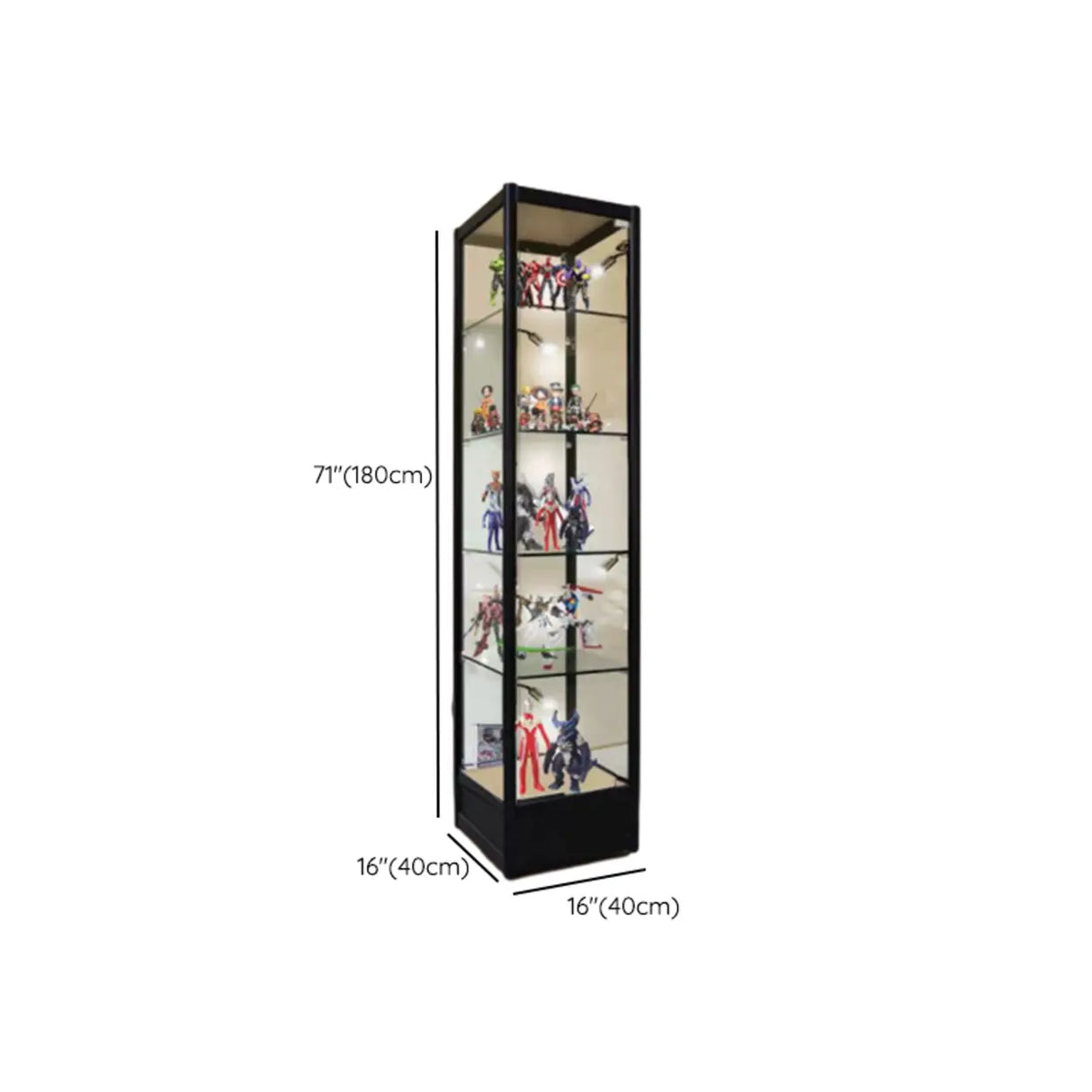 Living Room Black Metal Clear Glass Display Cabinet Image - 18