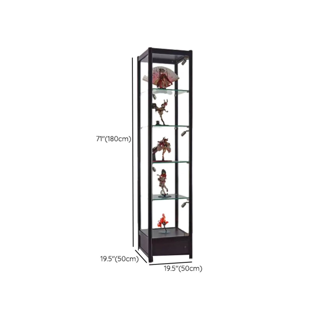 Living Room Black Metal Clear Glass Display Cabinet Image - 25