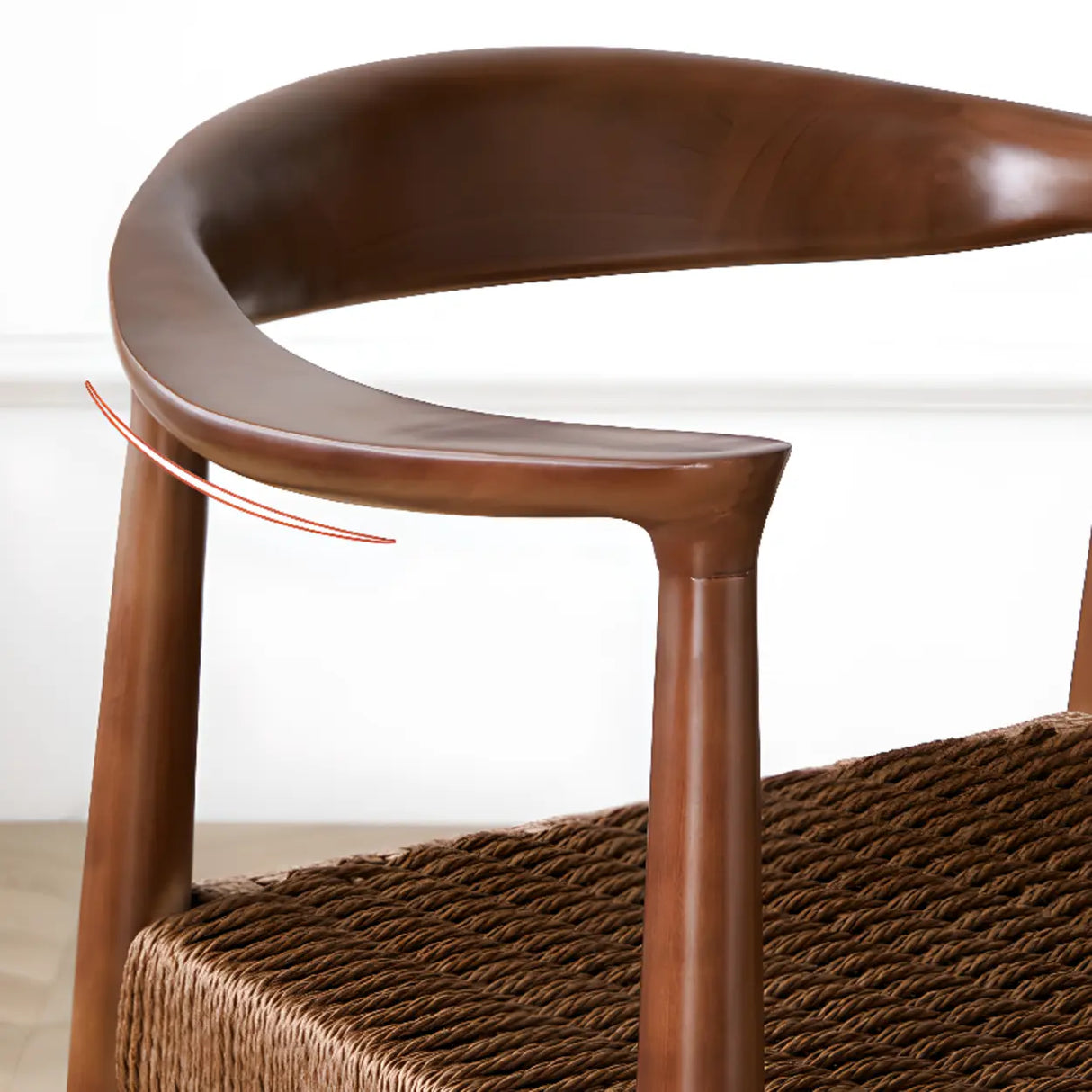 Living Room Braided Rope Open Wood Dining Chair Beige Image - 11