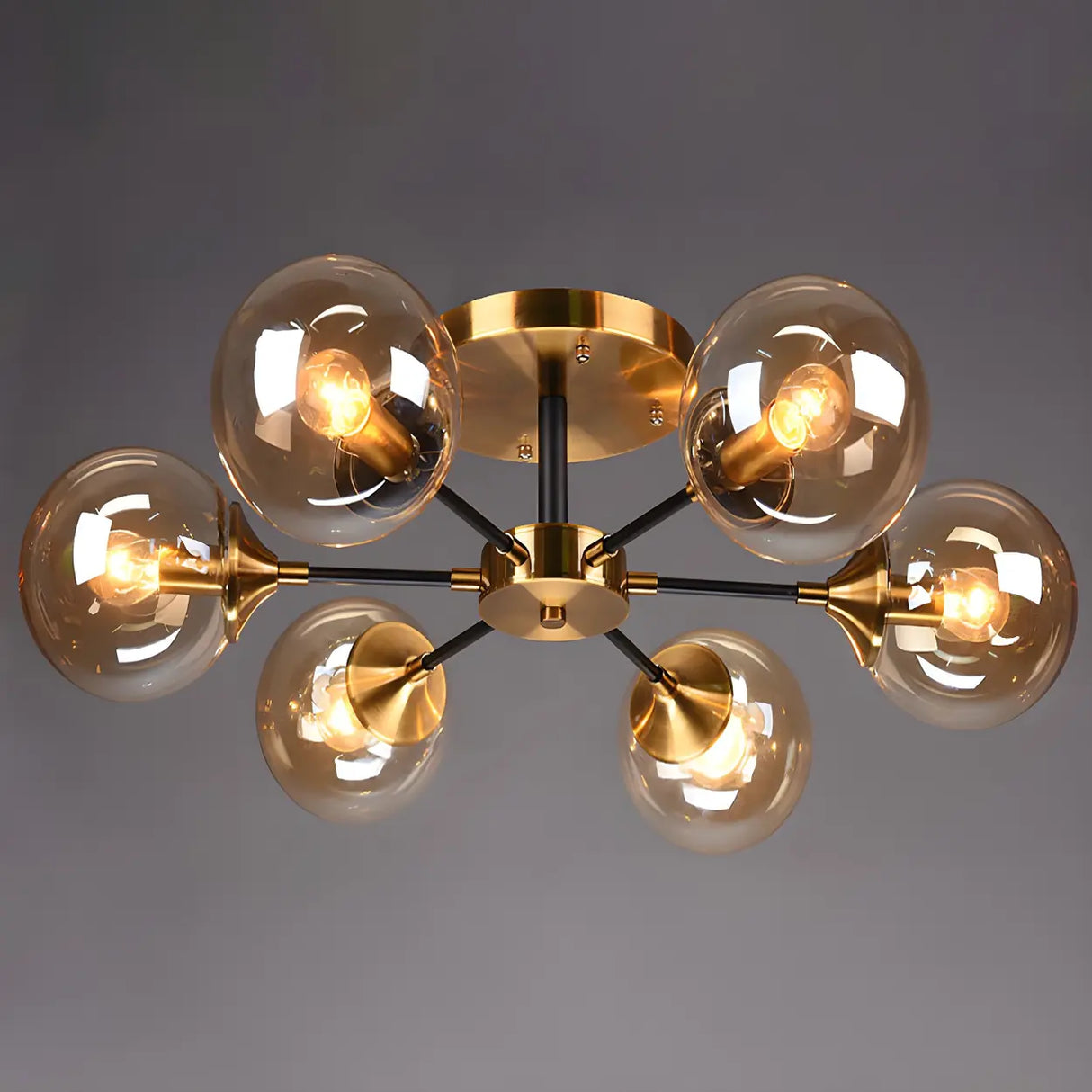 Living Room Bubble Glass Semi-Flush Mount Light 8-Light Image - 13