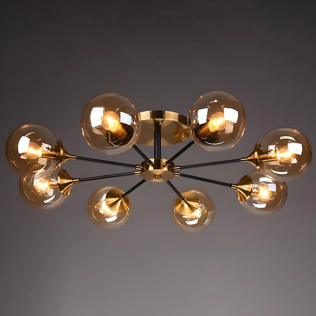 Living Room Bubble Glass Semi-Flush Mount Light 8-Light Image - 14