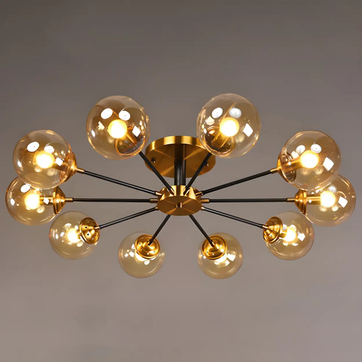 Living Room Bubble Glass Semi-Flush Mount Light 8-Light Image - 15