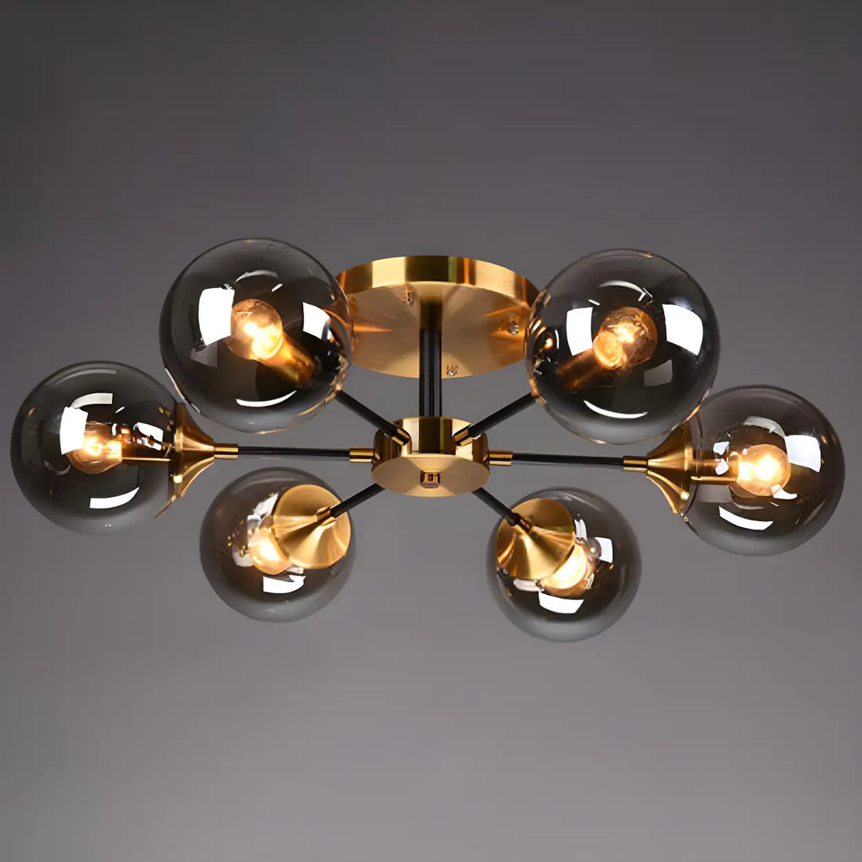 Living Room Bubble Glass Semi-Flush Mount Light 8-Light Image - 17