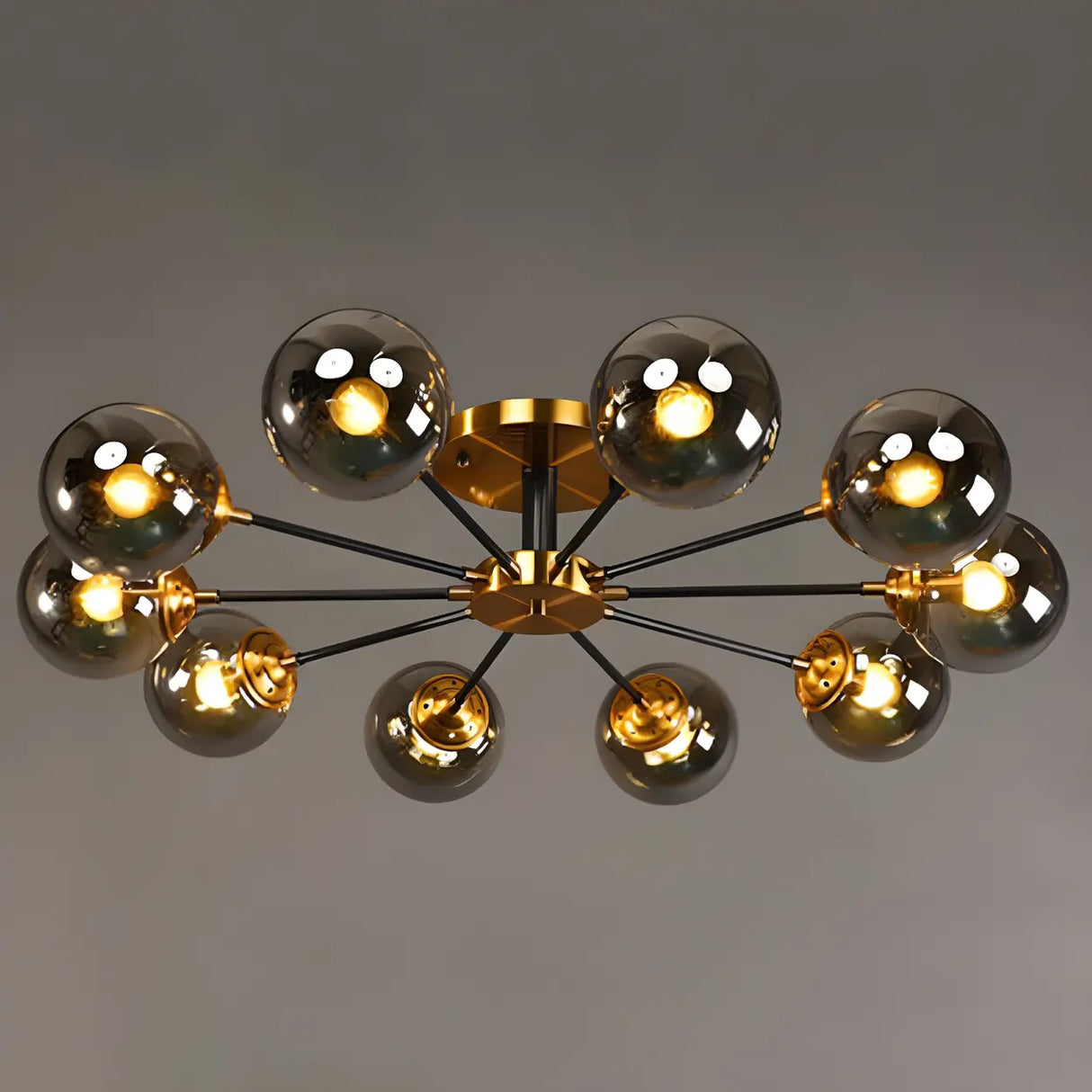 Living Room Bubble Glass Semi-Flush Mount Light 8-Light Image - 2