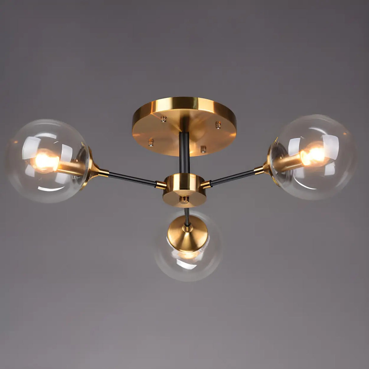 Living Room Bubble Glass Semi-Flush Mount Light 8-Light Image - 3