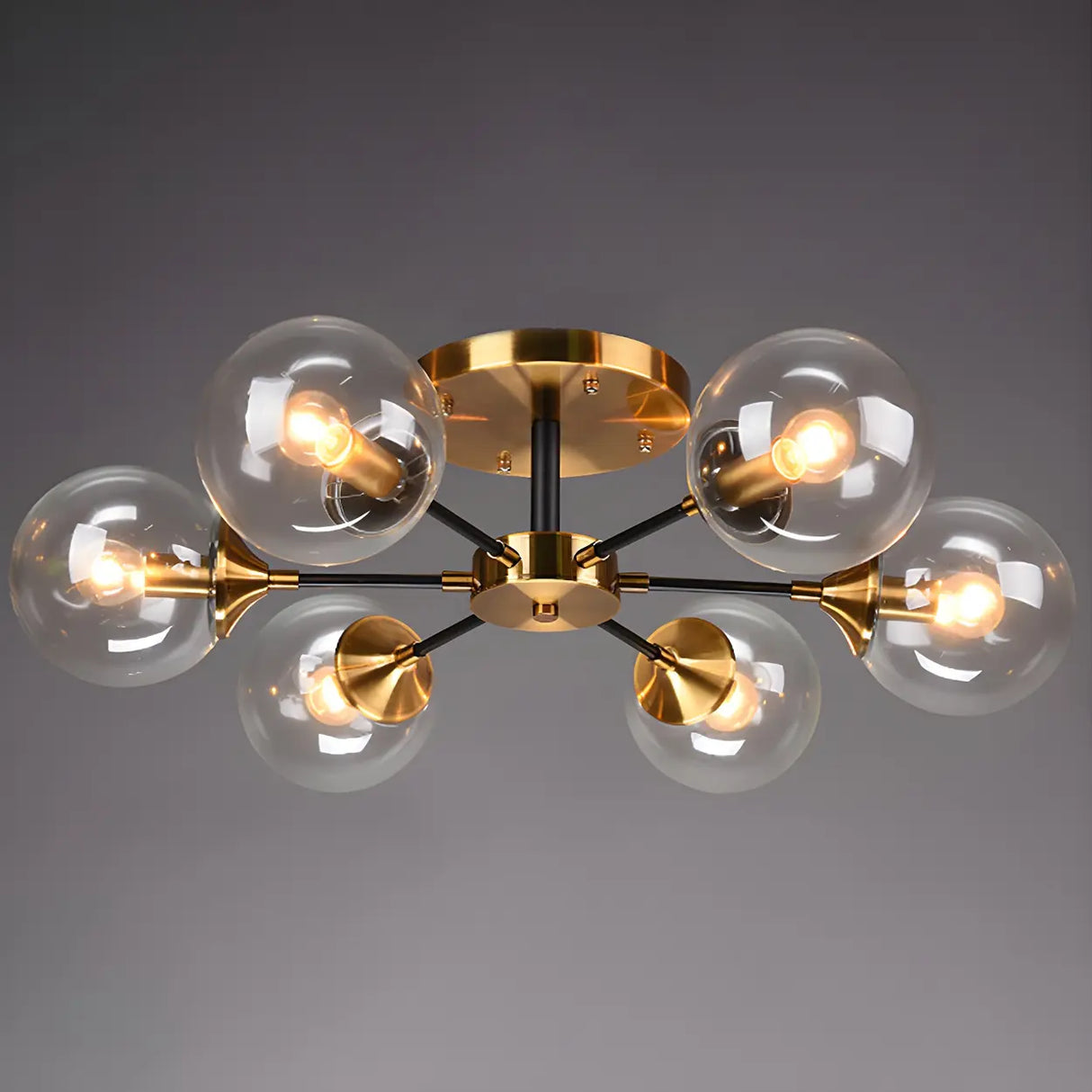 Living Room Bubble Glass Semi-Flush Mount Light 8-Light Image - 6