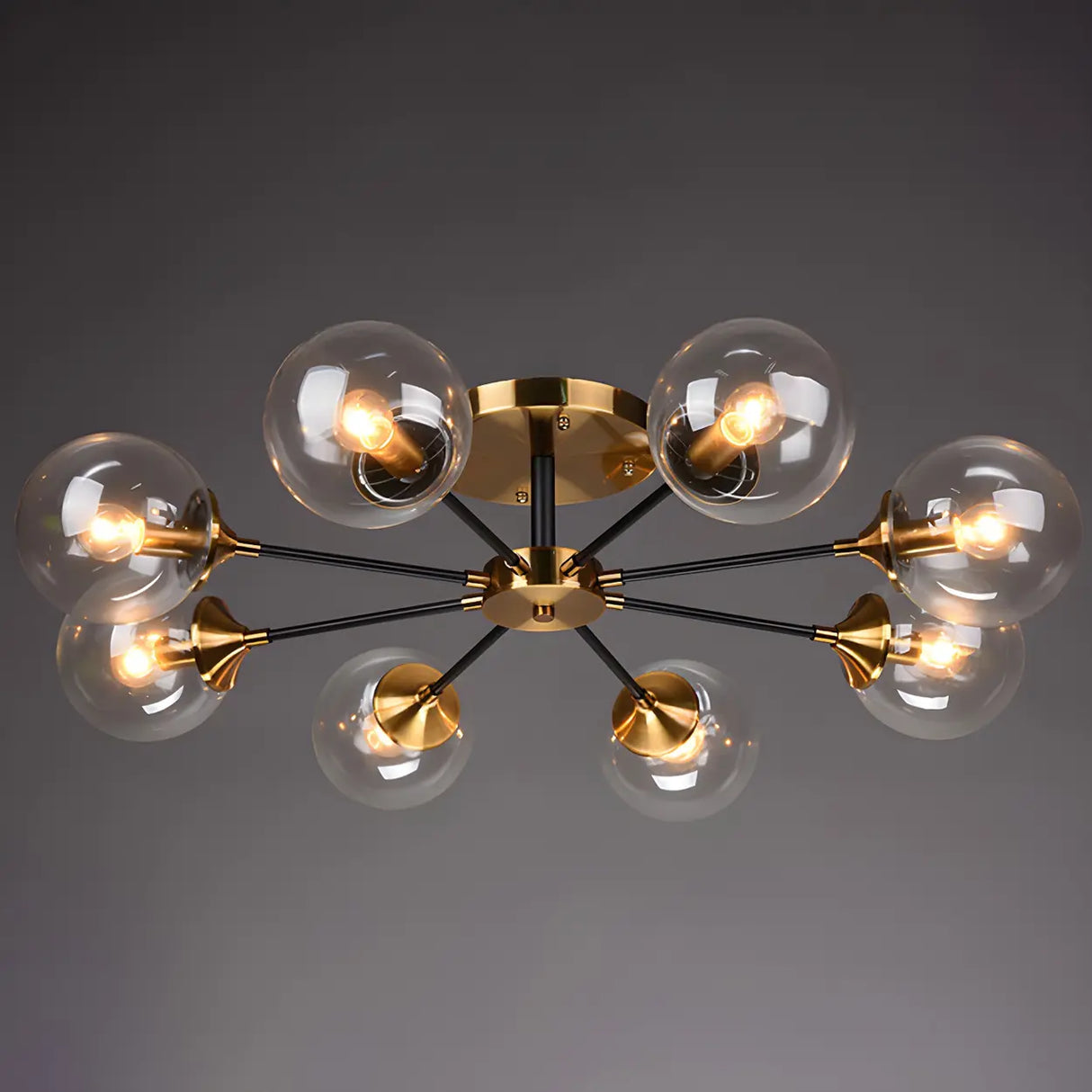 Living Room Bubble Glass Semi-Flush Mount Light 8-Light Image - 7