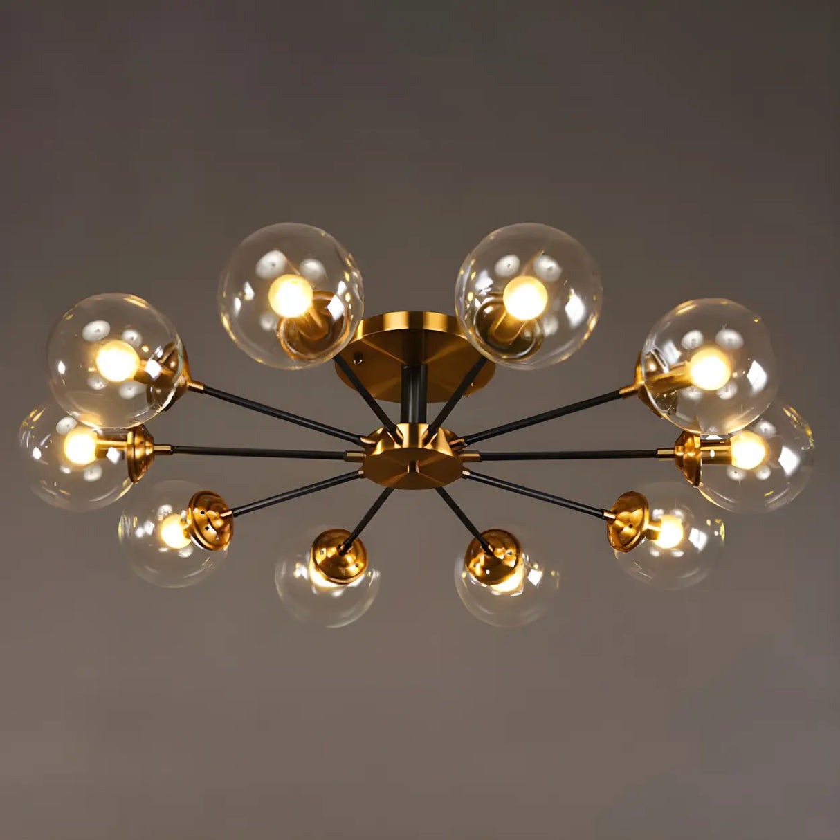 Living Room Bubble Glass Semi-Flush Mount Light 8-Light Image - 9