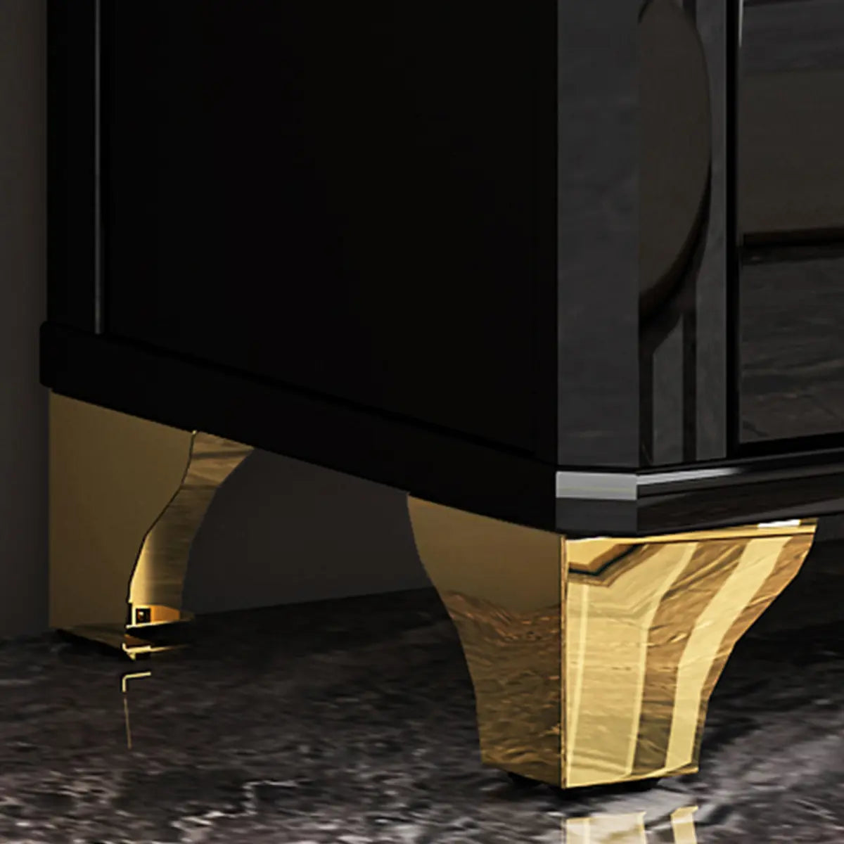 Living Room Clear Glass Large Display Wine Cabinet Black Image - 15