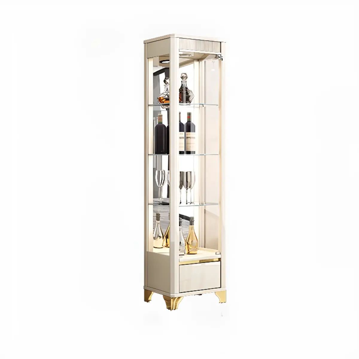 Living Room Clear Glass Large Display Wine Cabinet Black Image - 20