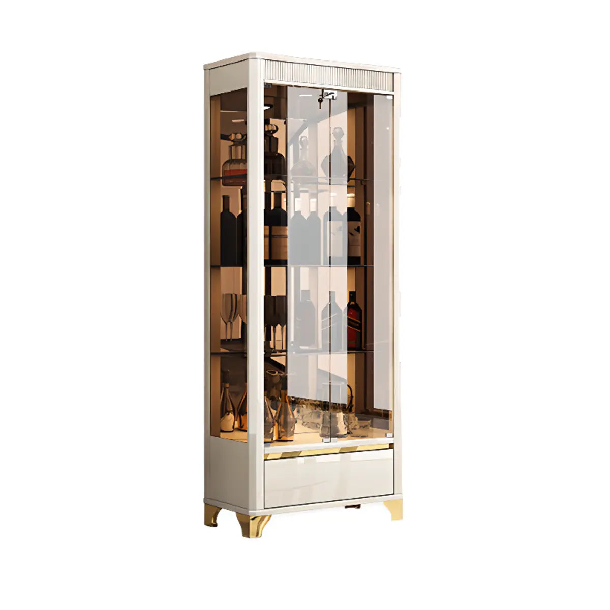 Living Room Clear Glass Large Display Wine Cabinet Black Image - 7