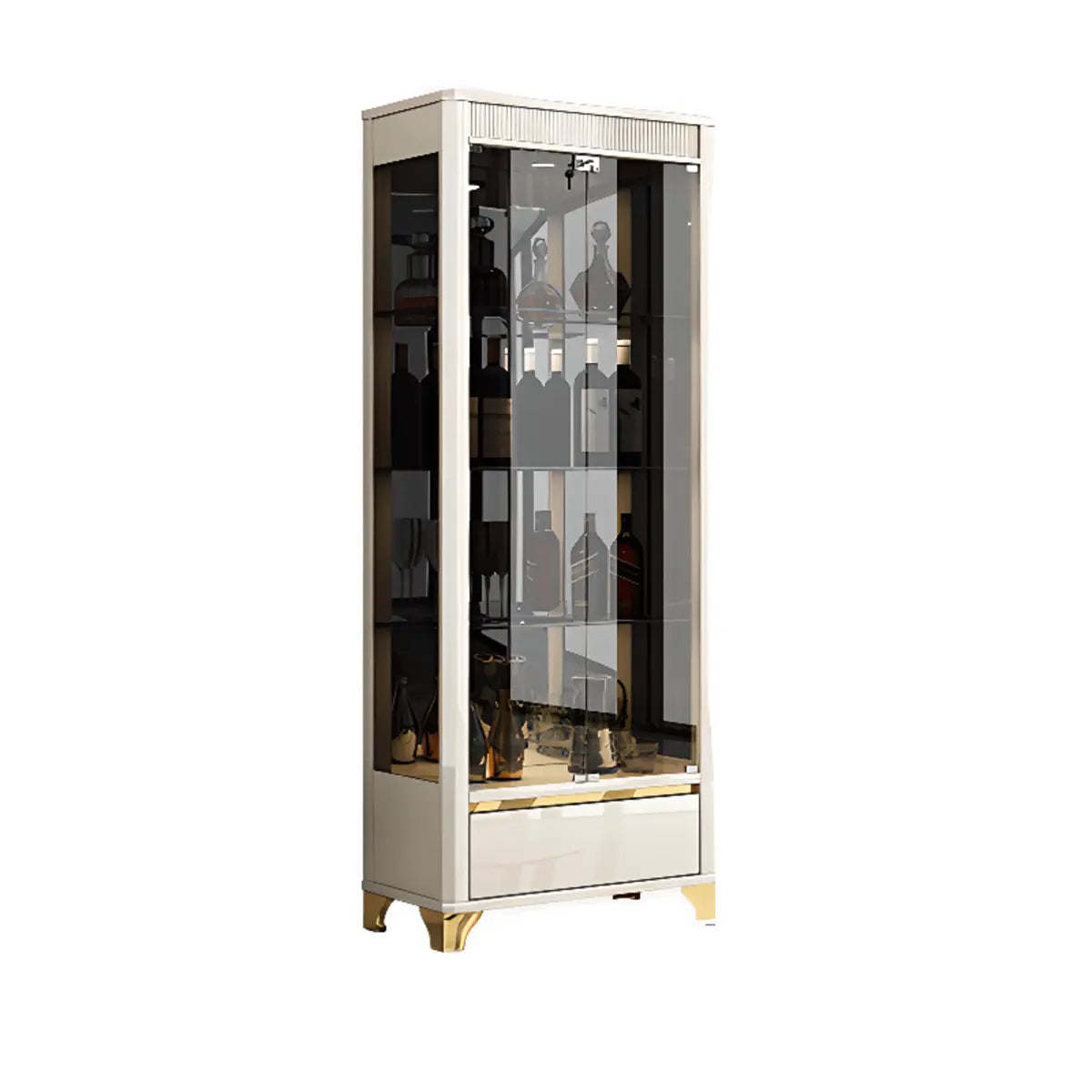 Living Room Clear Glass Large Display Wine Cabinet Black Image - 9