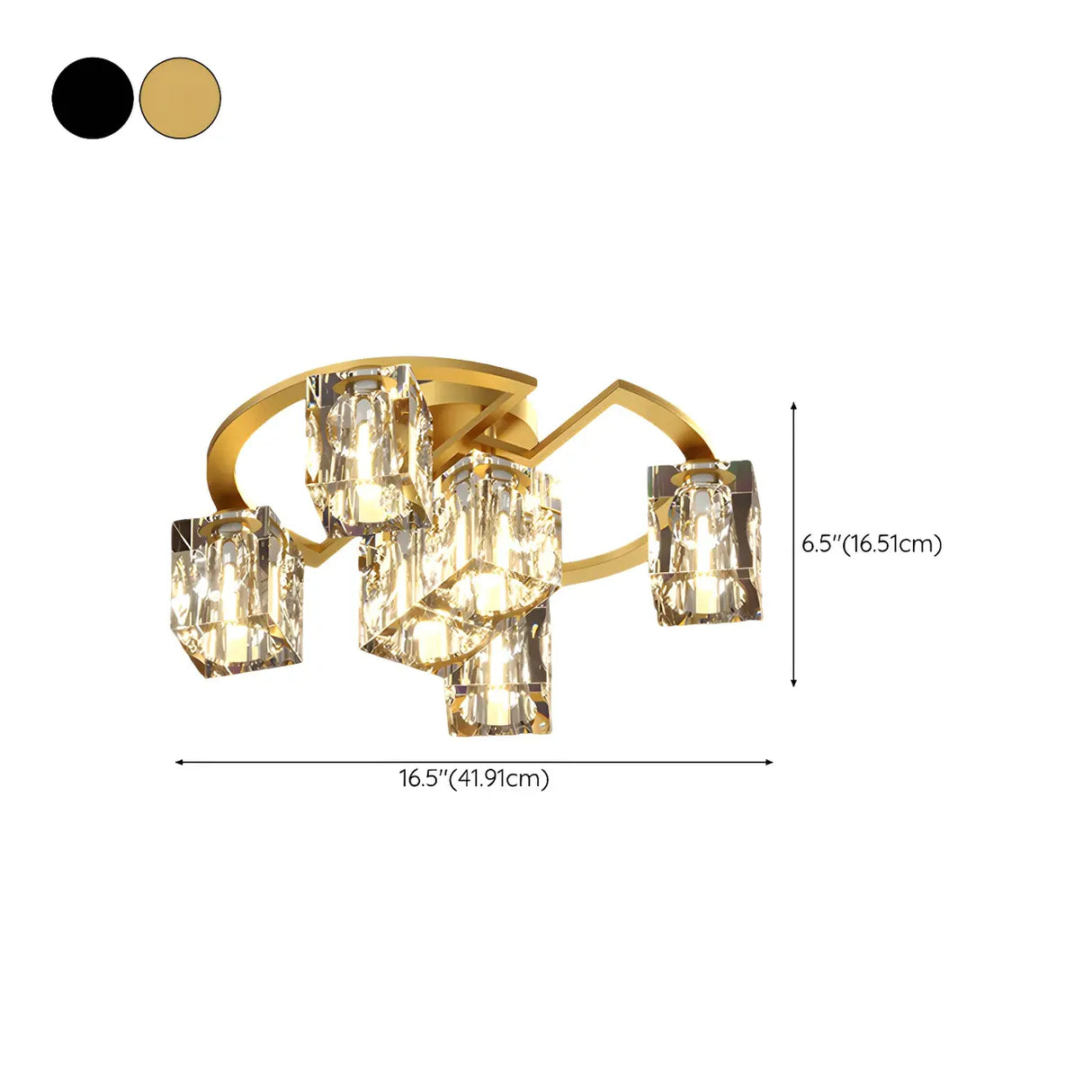 Living Room Crystal Cube Semi-Flush Mount Light 8-Light