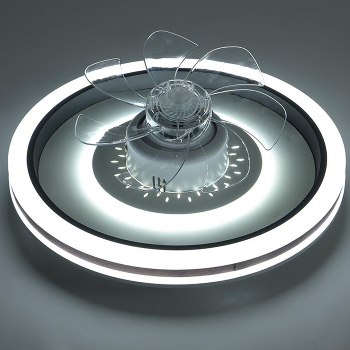 Living Room Dimming Simple Round LED Ceiling Fan Light Image - 20