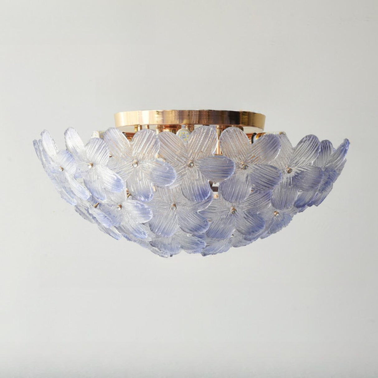 Living Room Elegant Flower Glass Flush Mount Light Image - 10