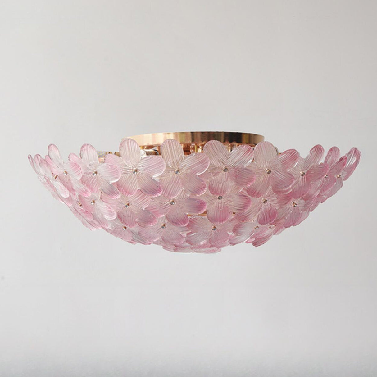 Living Room Elegant Flower Glass Flush Mount Light Image - 14