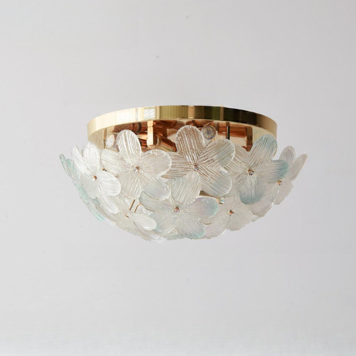 Living Room Elegant Flower Glass Flush Mount Light Image - 15