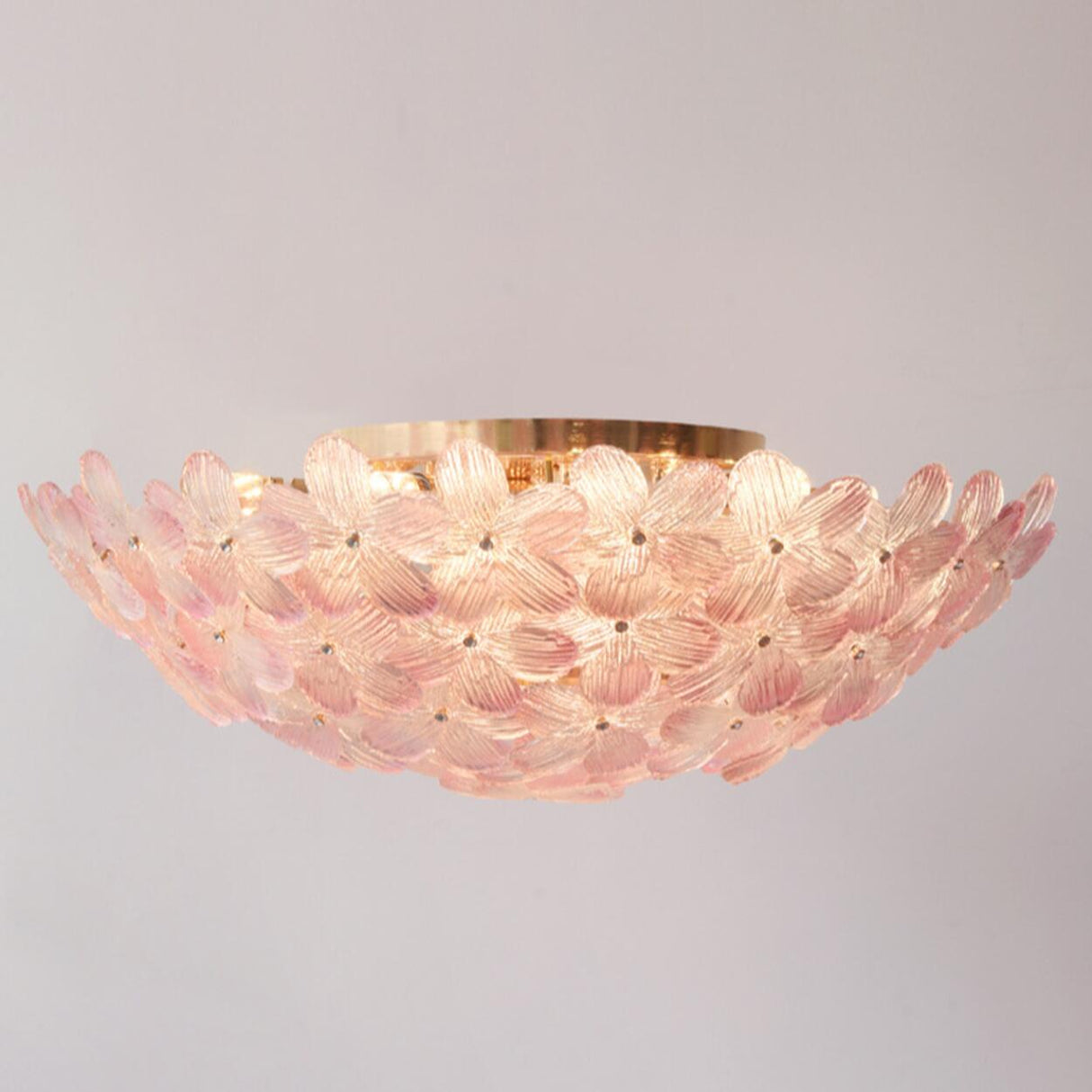Living Room Elegant Flower Glass Flush Mount Light Image - 18