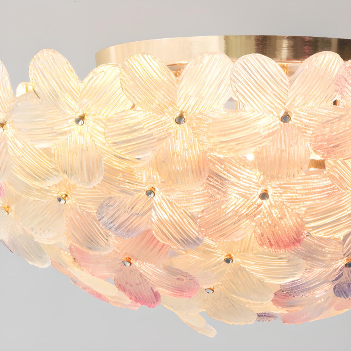 Living Room Elegant Flower Glass Flush Mount Light Image - 24