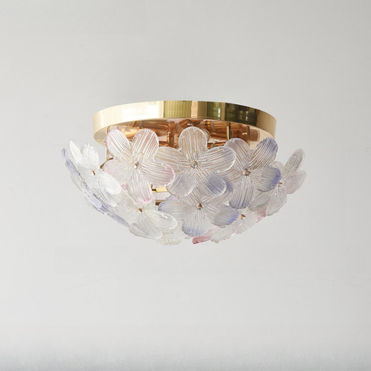 Living Room Elegant Flower Glass Flush Mount Light Image - 6