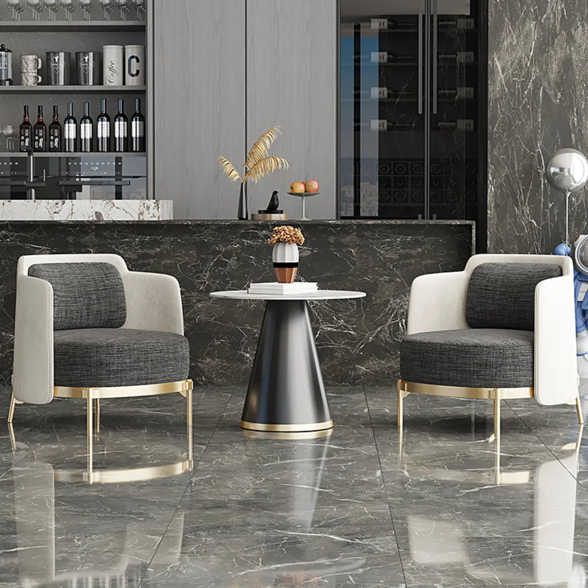 Living Room Fabric Fixed Back Wood Frame Accent Chair Image - 1