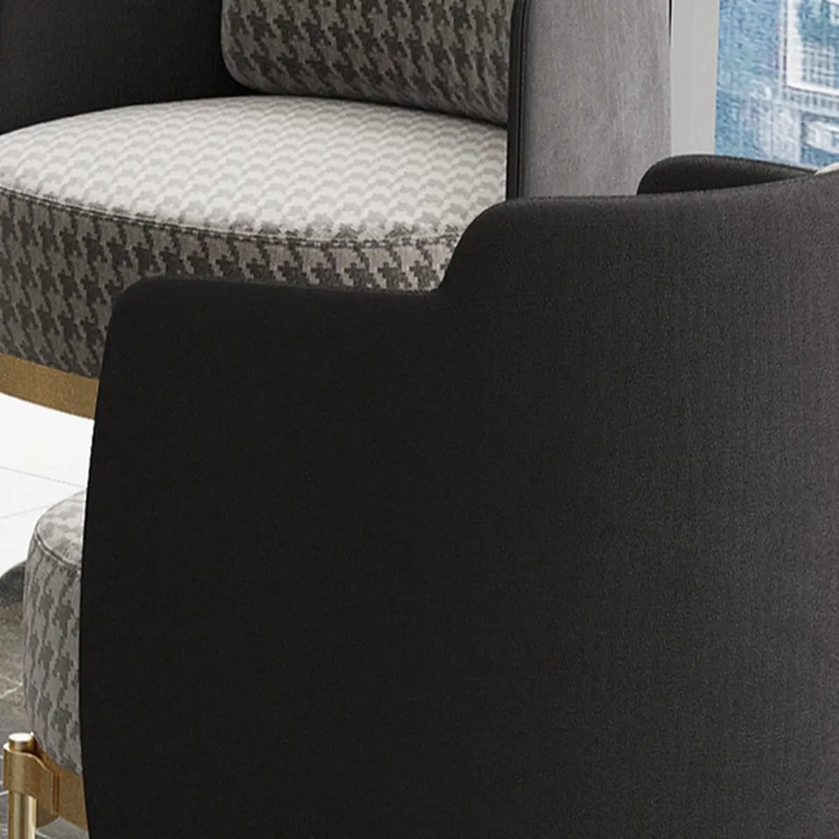 Living Room Fabric Fixed Back Wood Frame Accent Chair Image - 10