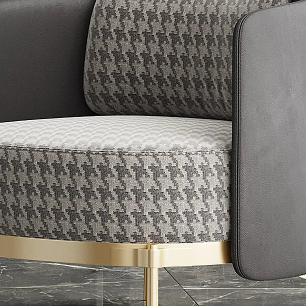 Living Room Fabric Fixed Back Wood Frame Accent Chair Image - 9