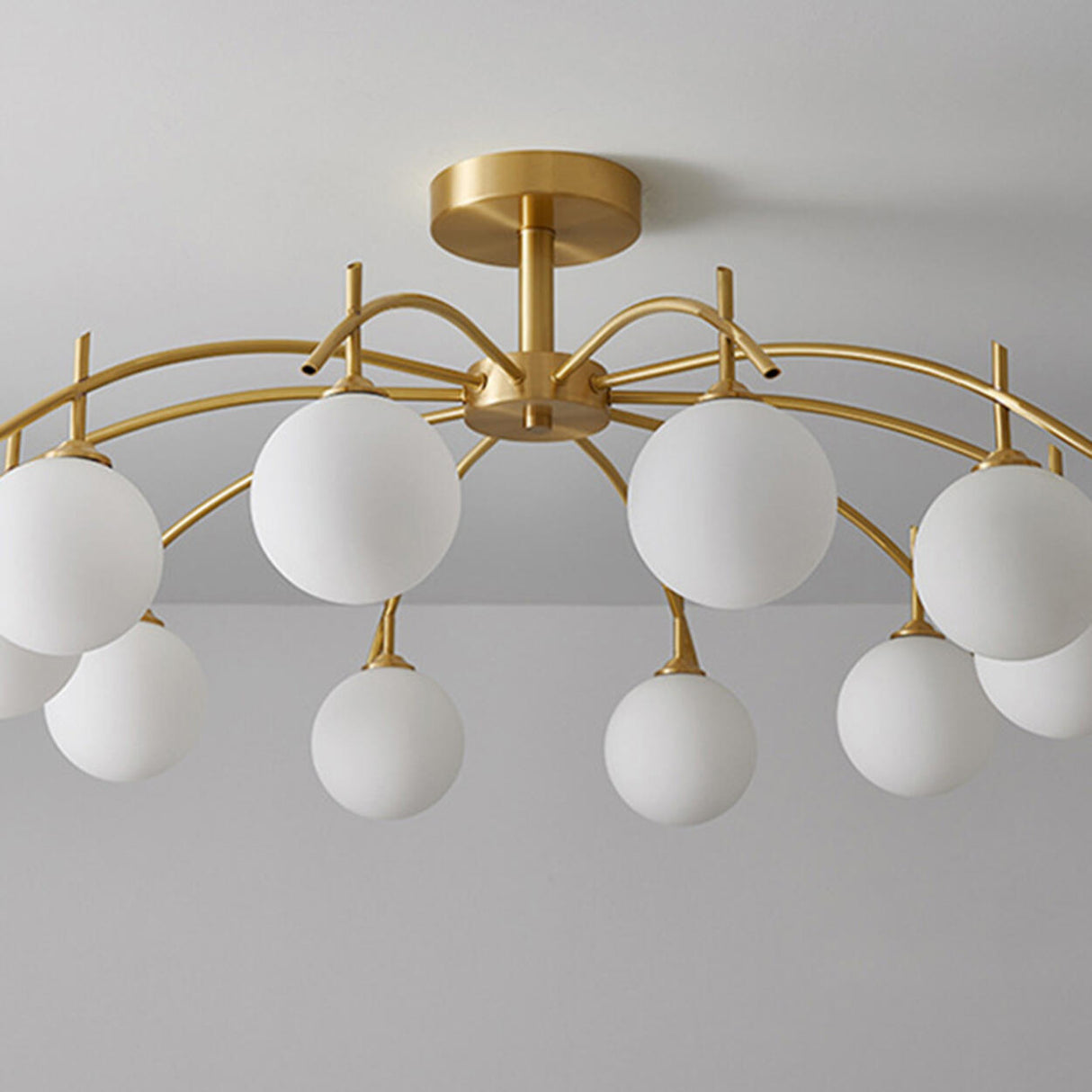 Living Room Glass Bubble Semi-Flush Mount Lamp 8-Light Image - 12