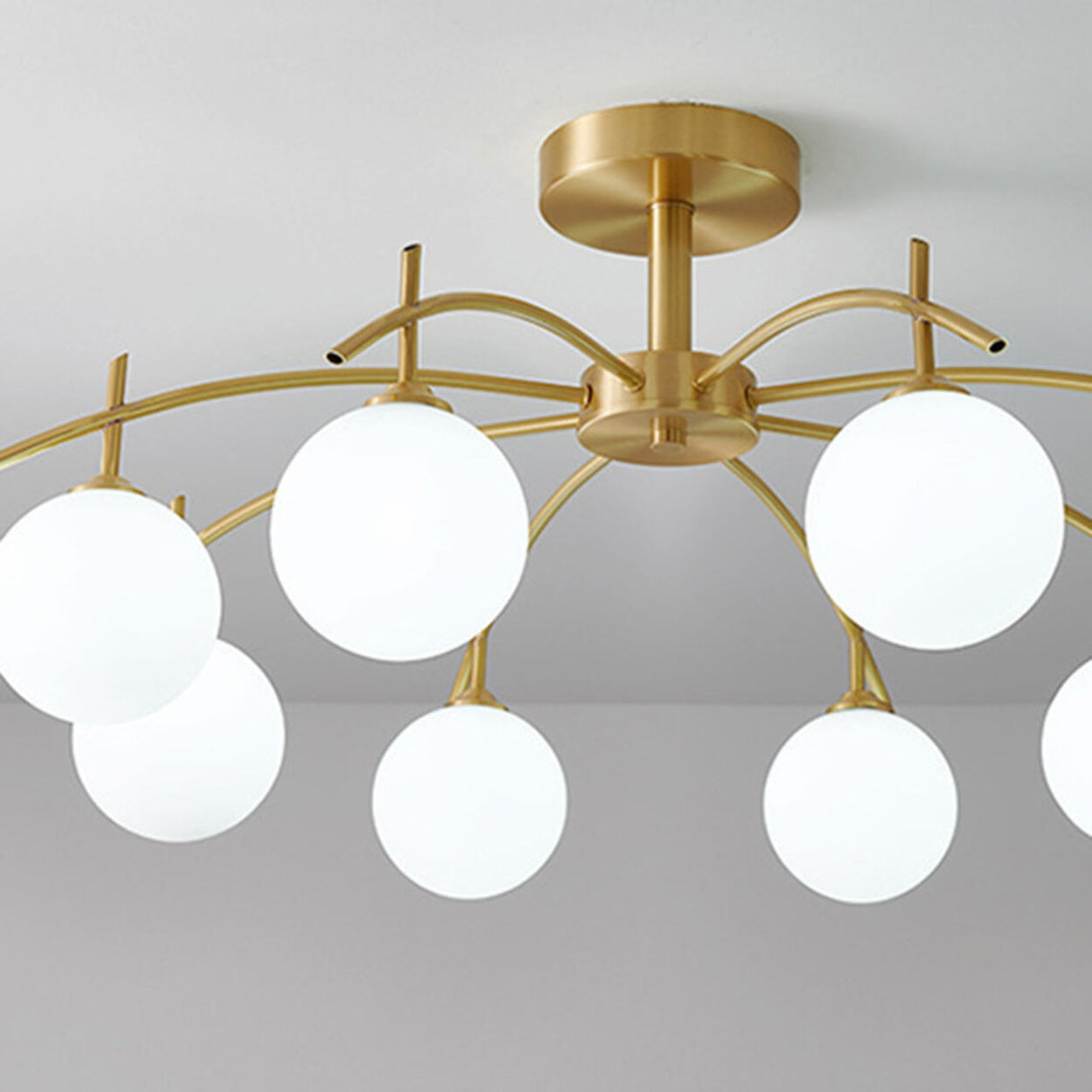 Living Room Glass Bubble Semi-Flush Mount Lamp 8-Light Image - 14