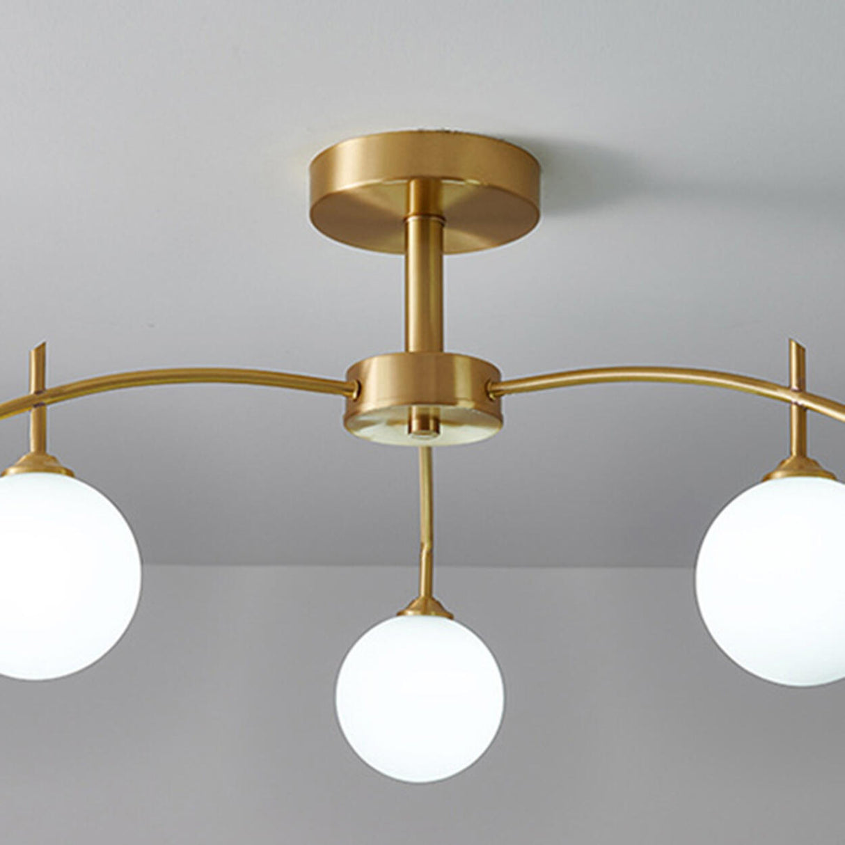 Living Room Glass Bubble Semi-Flush Mount Lamp 8-Light Image - 16