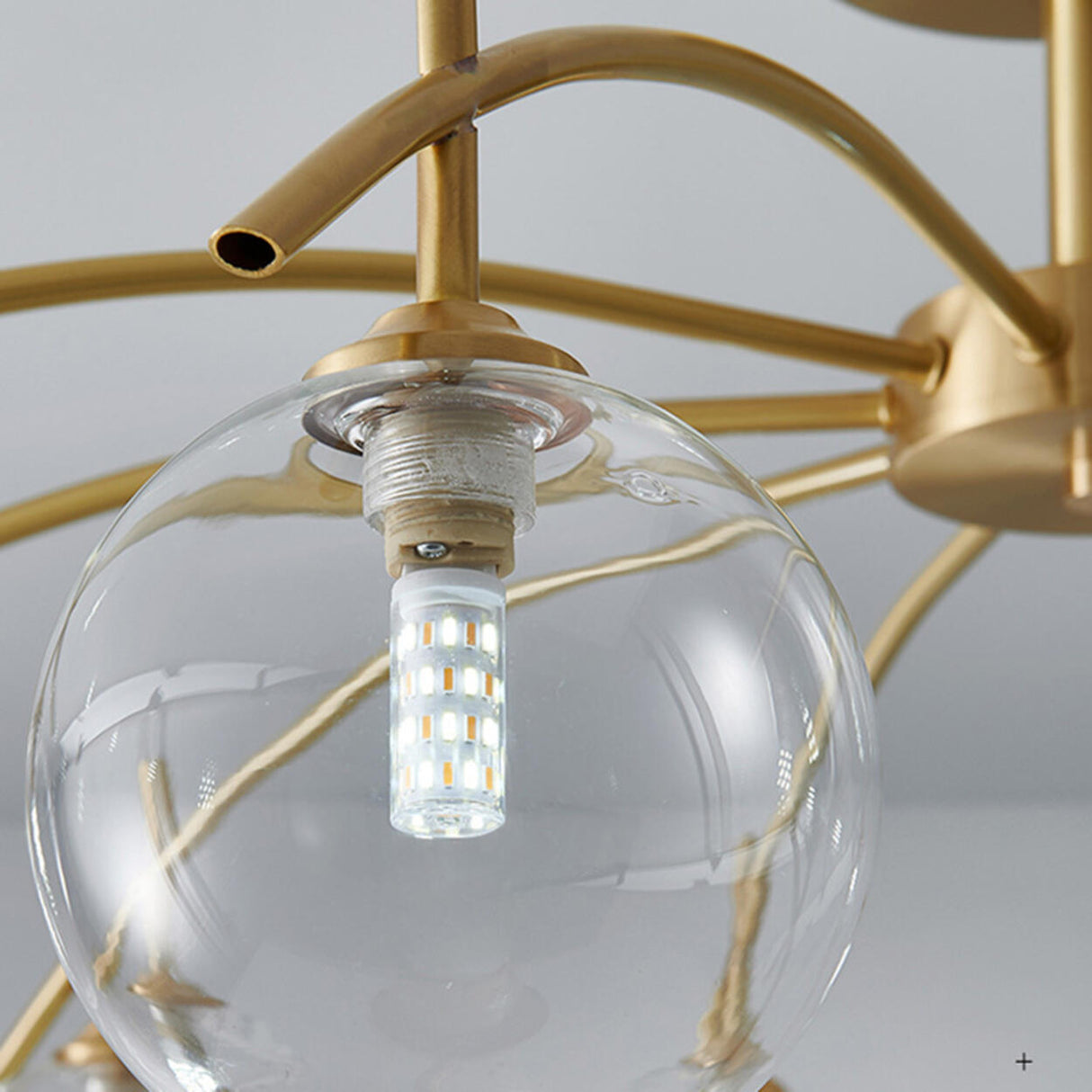 Living Room Glass Bubble Semi-Flush Mount Lamp 8-Light Image - 17