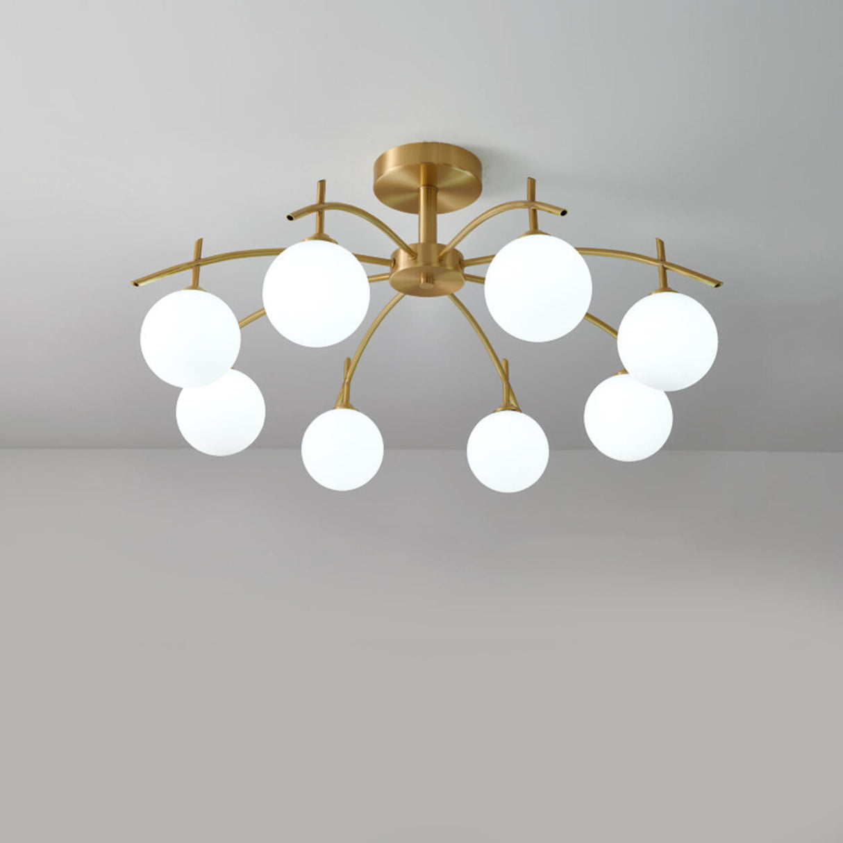 Living Room Glass Bubble Semi-Flush Mount Lamp 8-Light Image - 5