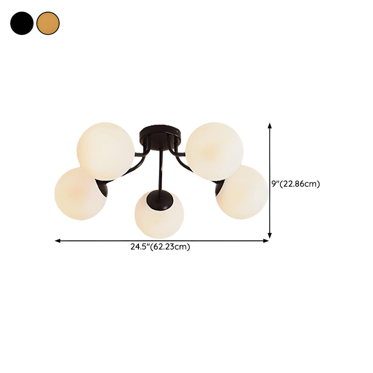 Living Room Globe Gold Semi-Flush Mount Light 9-Light