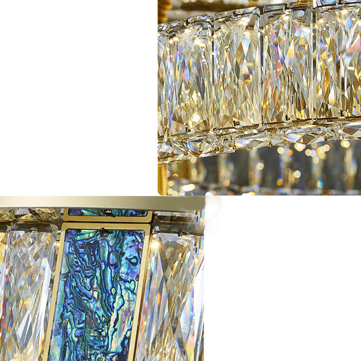 Living Room Gold Crystal Tiered Circle Flush Mount Lamp Image - 13