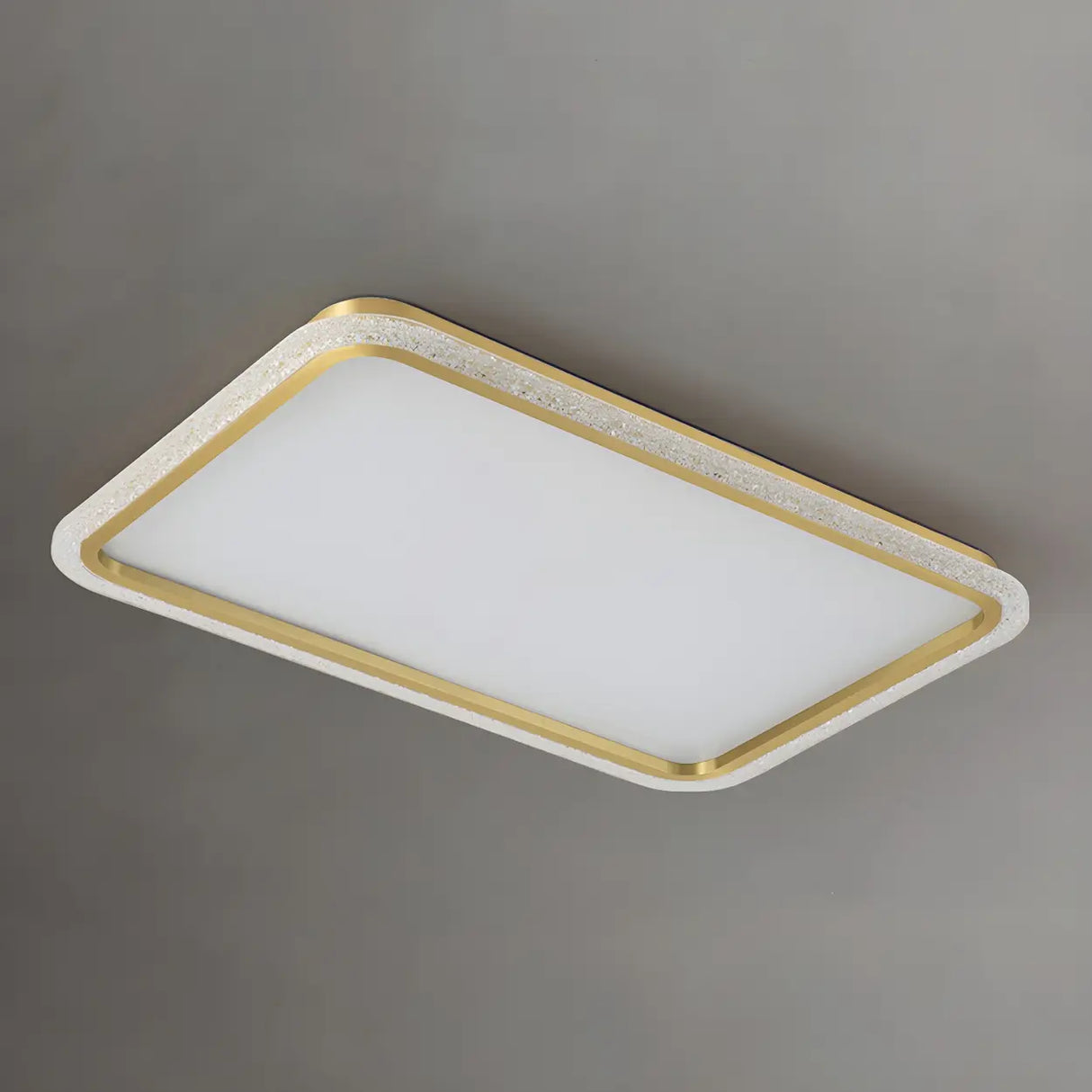 Living Room Gold Rectangle LED Flush Mount Ceiling Lamp Image - 11