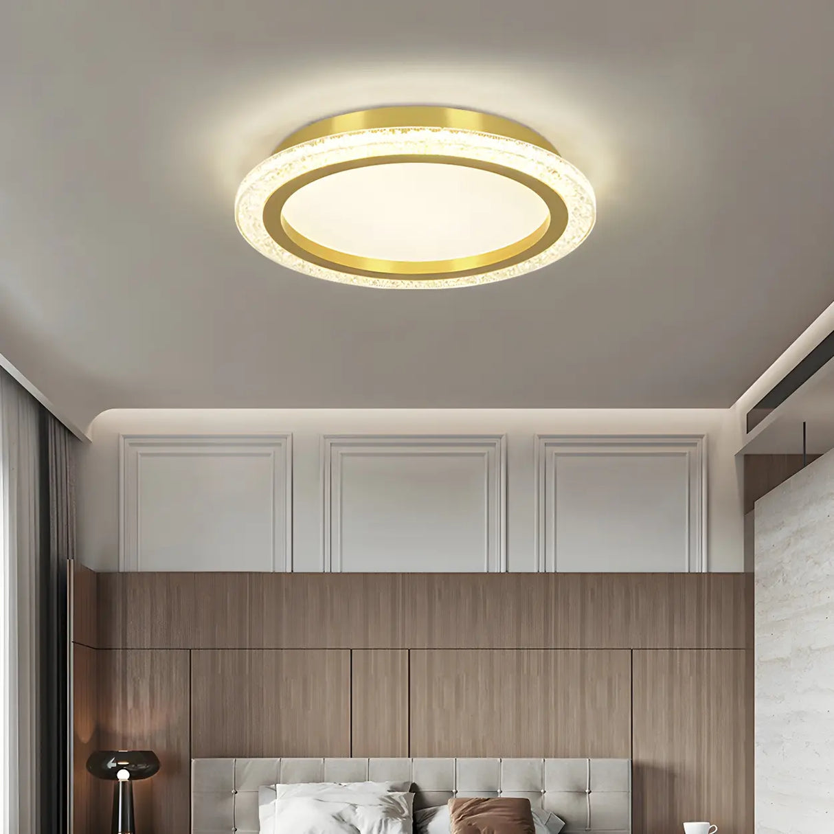 Living Room Gold Rectangle LED Flush Mount Ceiling Lamp Image - 14