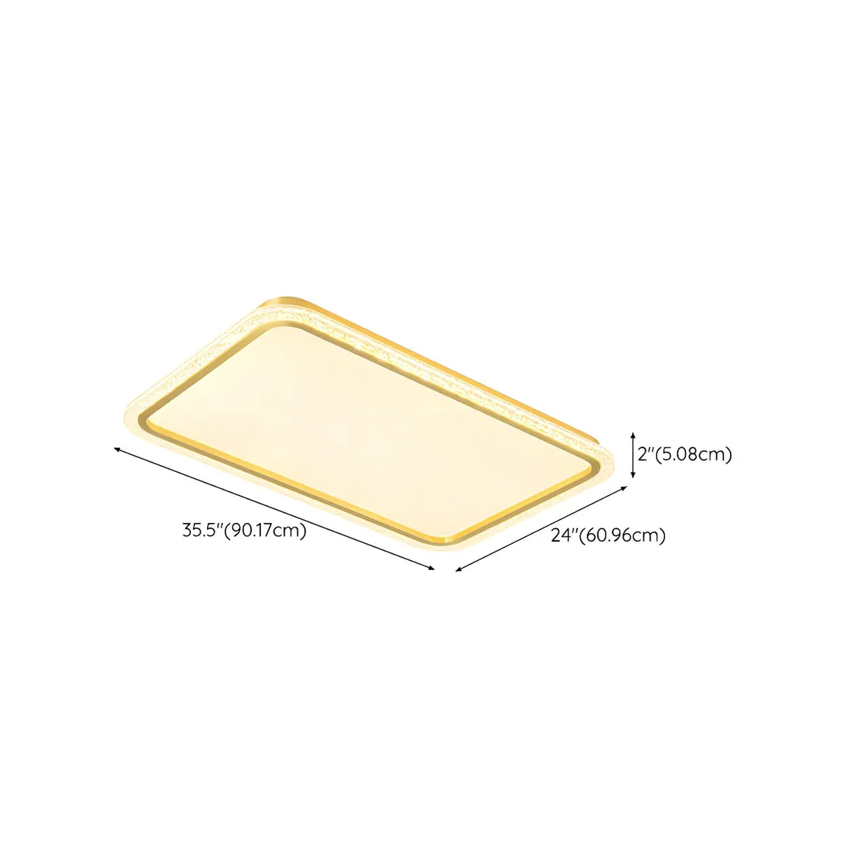 Living Room Gold Rectangle LED Flush Mount Ceiling Lamp Image - 18