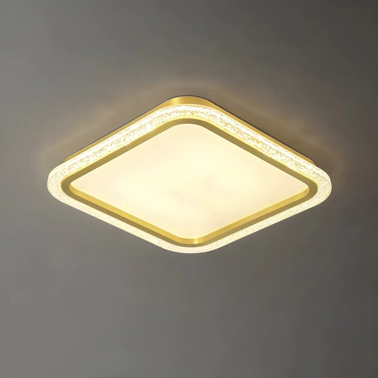 Living Room Gold Rectangle LED Flush Mount Ceiling Lamp Image - 3