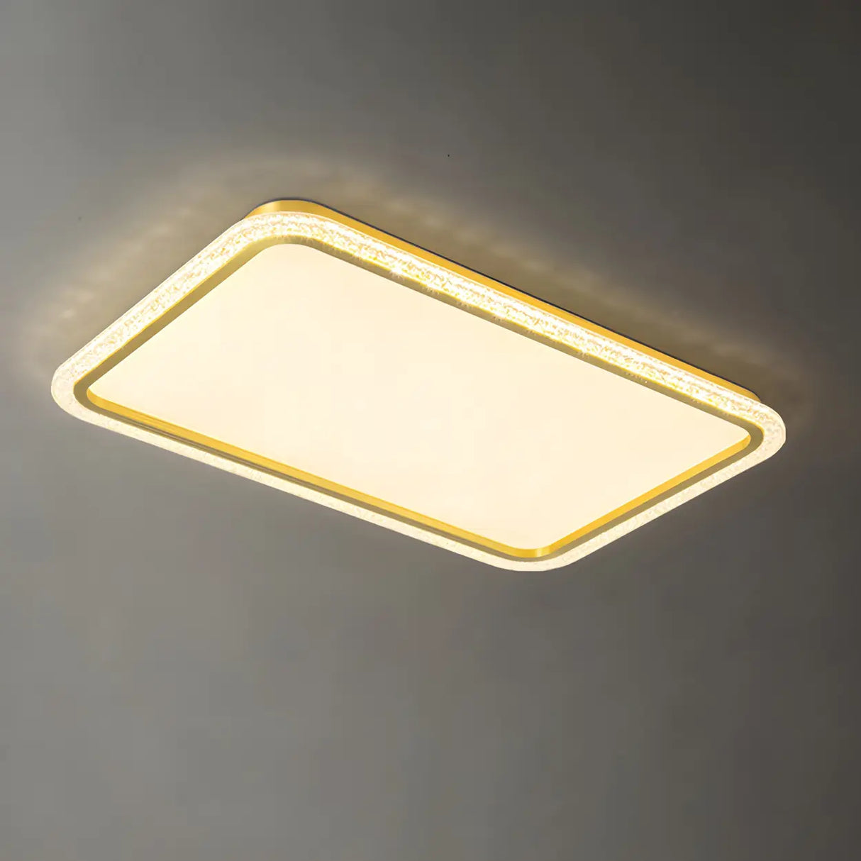 Living Room Gold Rectangle LED Flush Mount Ceiling Lamp Image - 5