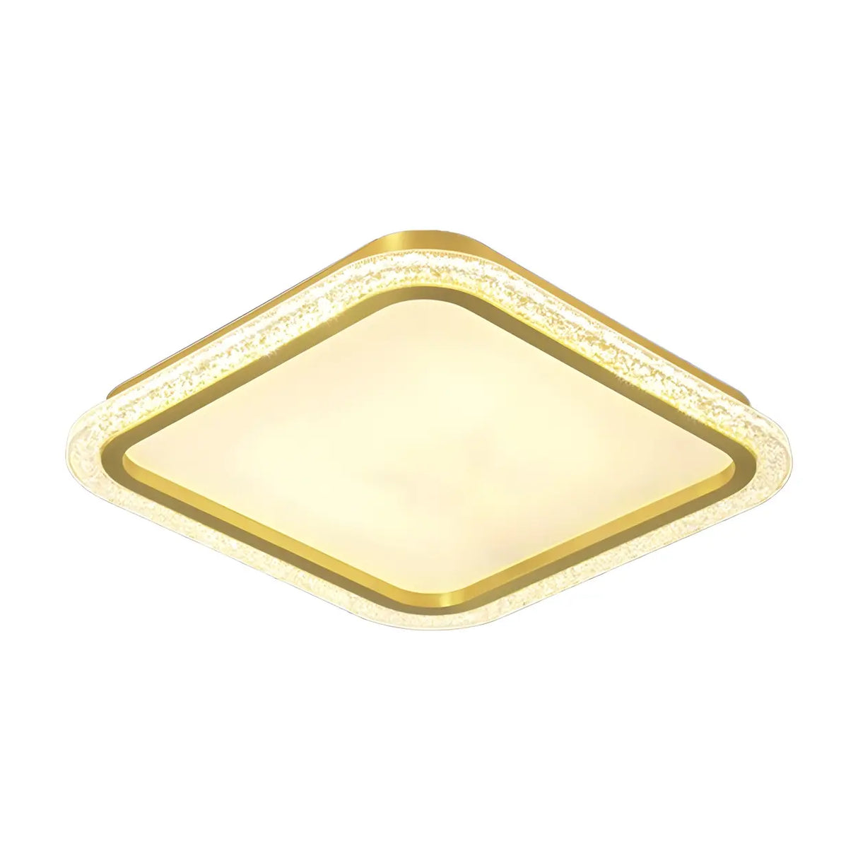 Living Room Gold Rectangle LED Flush Mount Ceiling Lamp Image - 9