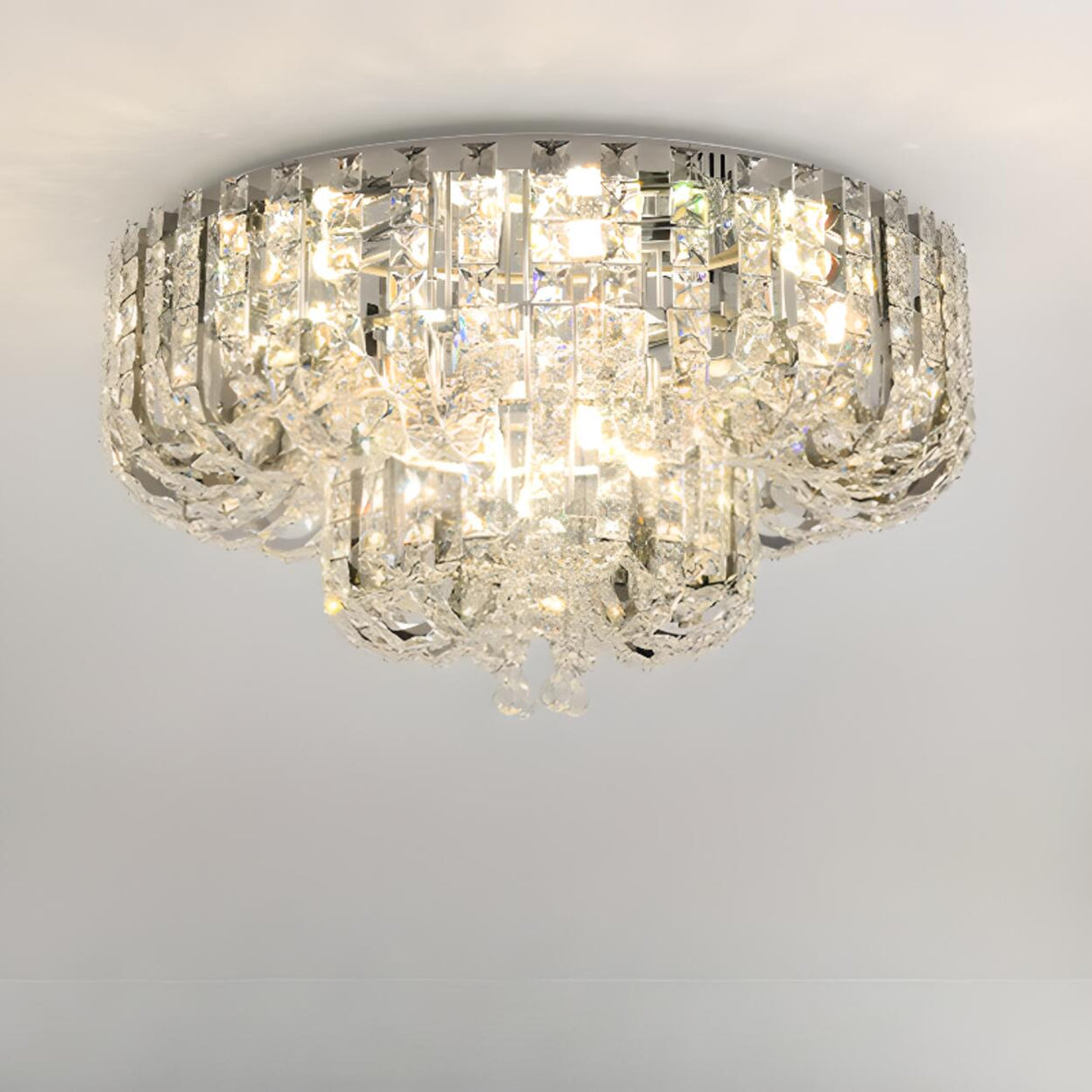 Living Room Luxurious Crystal Flush Mount Ceiling Light Image - 10