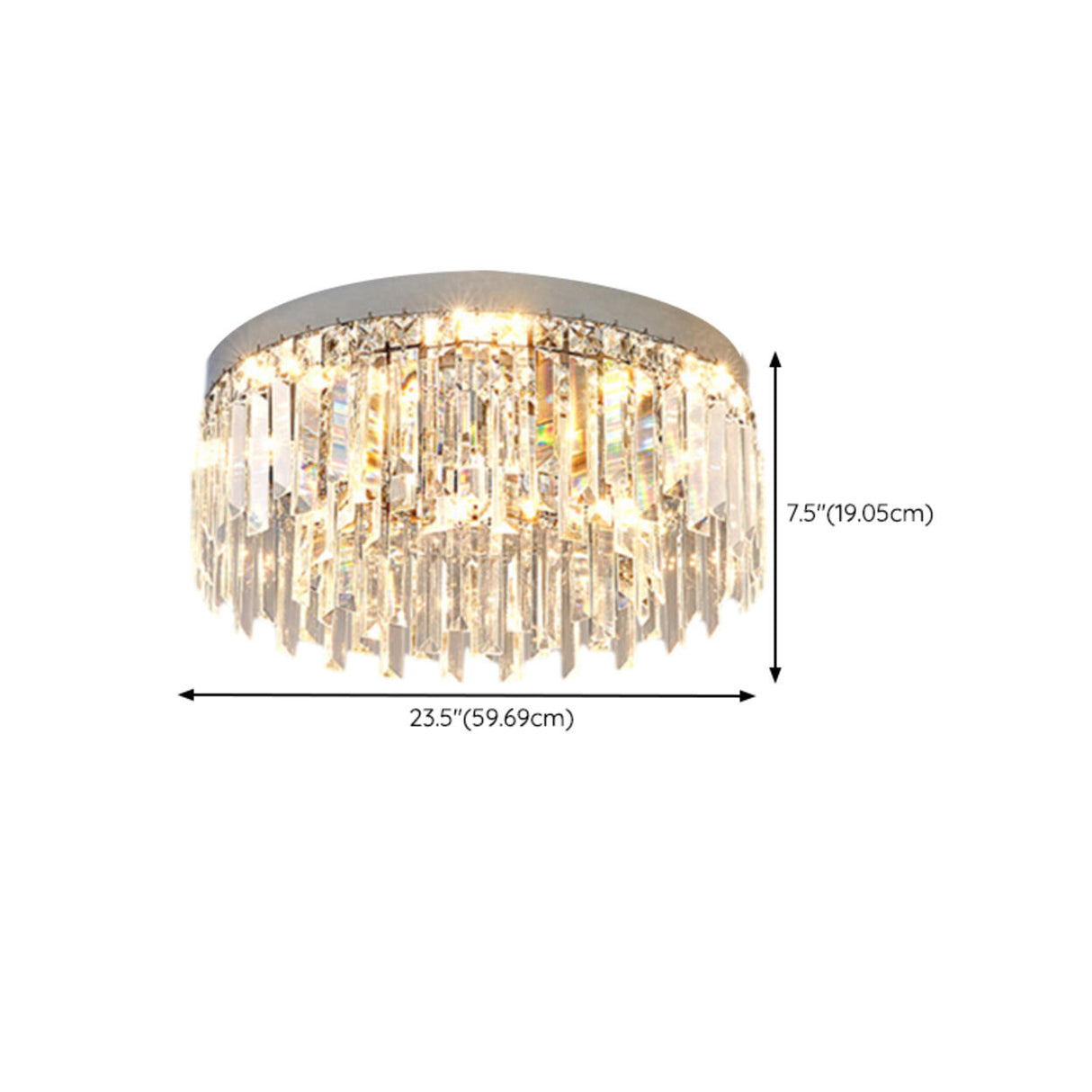 Living Room Luxury Crystal Bars Round Flush Mount Light Image - 24