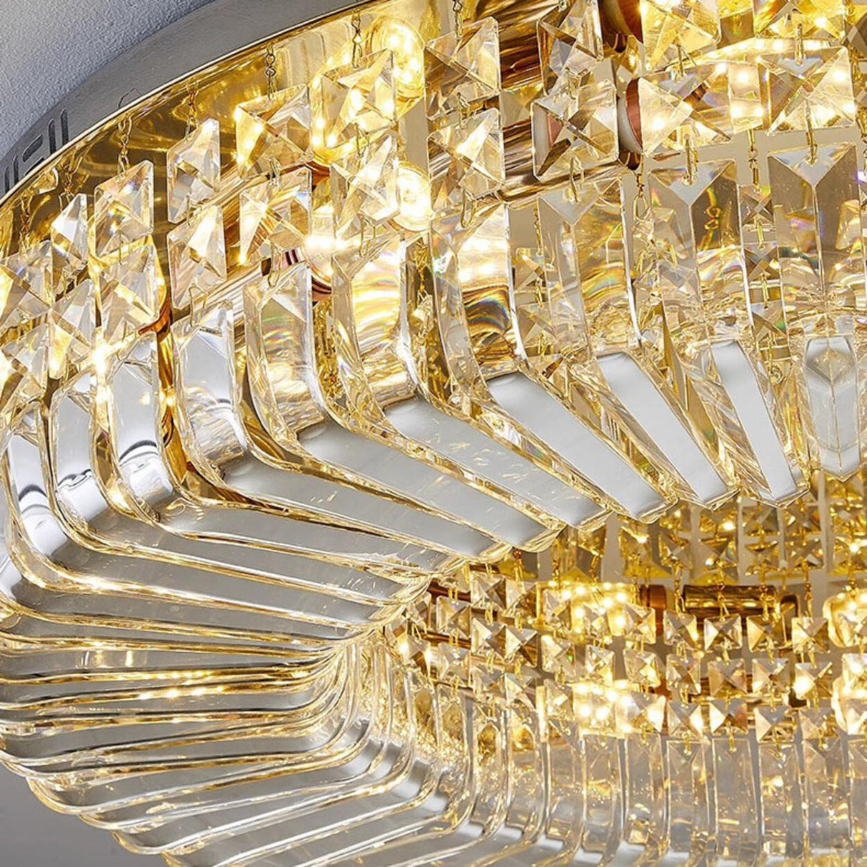 Living Room Luxury Crystal Flush Mount Ceiling Light Image - 12