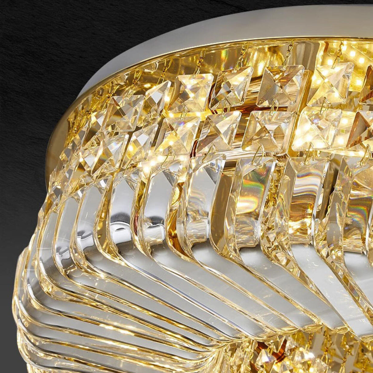 Living Room Luxury Crystal Flush Mount Ceiling Light Image - 16