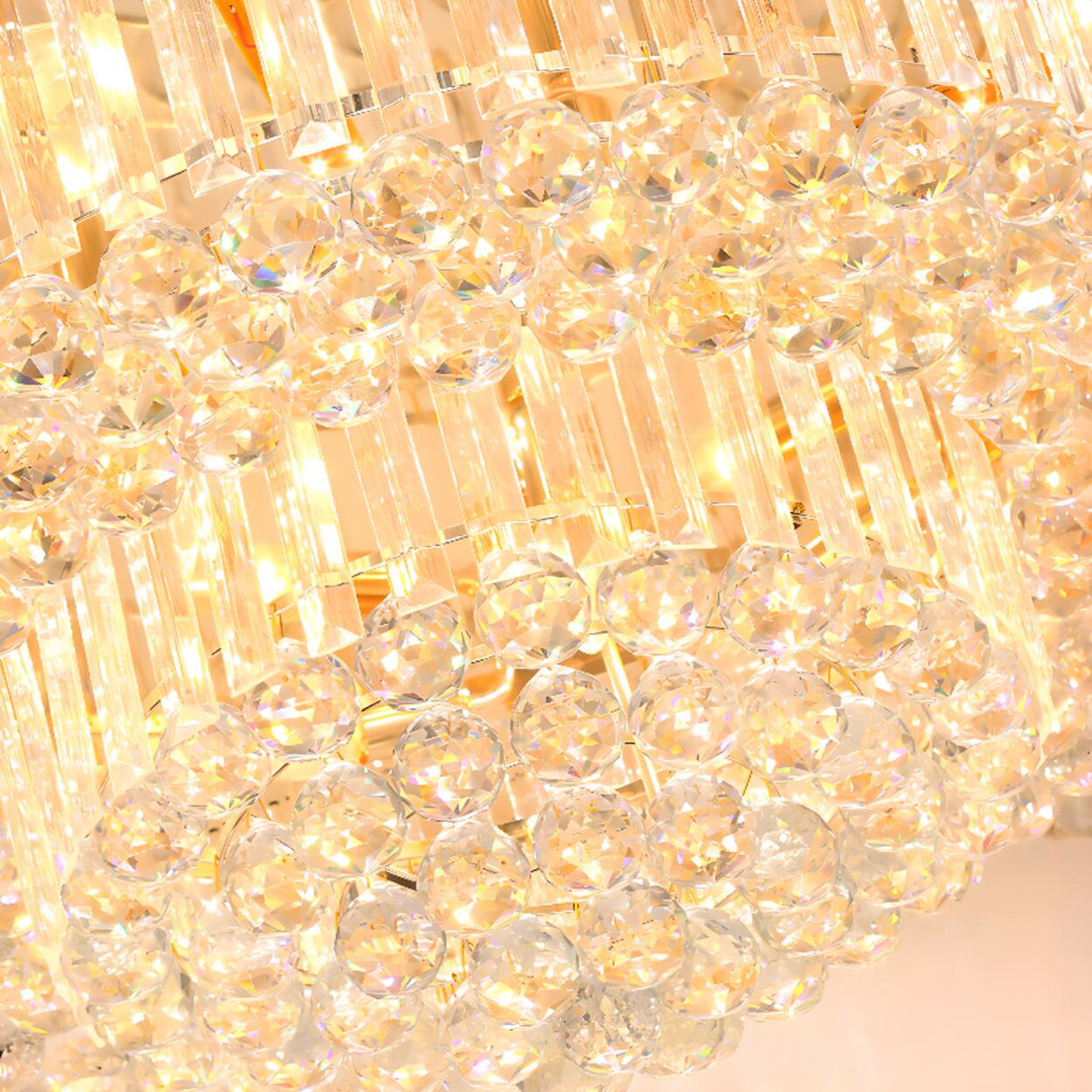 Living Room Luxury Glass Drop Gold Flush Mount Light Image - 11